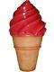 4' Large Red Strawberry Soft Serve Ice Cream Cone Display Resin Statue