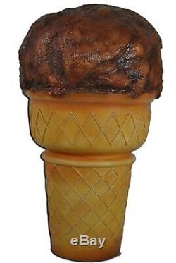 4' Tall Large Chocolate Scoop Ice Cream Cone Standing Display Resin Statue