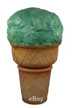4' Tall Large Mint Green Scoop Ice Cream Cone Standing Display Resin Statue