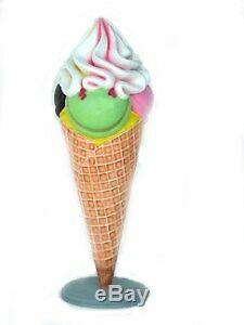 4' Tall Sundae Ice Cream Cone with Candy Toppings Floor Display Large Fake Food