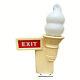 55 Vintage DAIRY QUEEN ICE CREAM CONE SIGN Lighted Exit RARE Large RESTAURANT