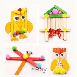 5XColor Wooden Popsicle Stick Ice Cream Bar Large Craft Bar 6 Colors 500 Sticks