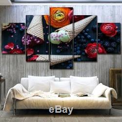 5 Picture Flower Fruit Ice Cream Poster Painting Print Canvas Wall Kitchen Decor