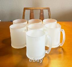 7 Large Frosted Glass Mugs 24 oz (3 Cups) Ice Cream Sodas 5.25H x 4D
