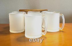 7 Large Frosted Glass Mugs 24 oz (3 Cups) Ice Cream Sodas 5.25H x 4D