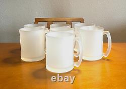 7 Large Frosted Glass Mugs 24 oz (3 Cups) Ice Cream Sodas 5.25H x 4D