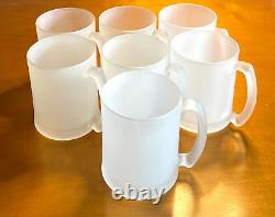 7 Large Frosted Glass Mugs 24 oz (3 Cups) Ice Cream Sodas 5.25H x 4D