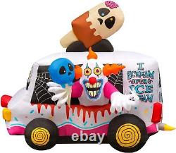 8' Halloween Inflatables Clown Ice Cream Truck Large Inflatable Outdoor H