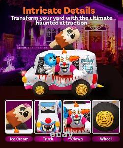 8' Halloween Inflatables Clown Ice Cream Truck Large Inflatable Outdoor H