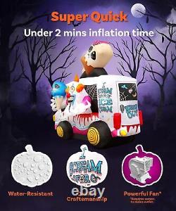 8' Halloween Inflatables Clown Ice Cream Truck Large Inflatable Outdoor H