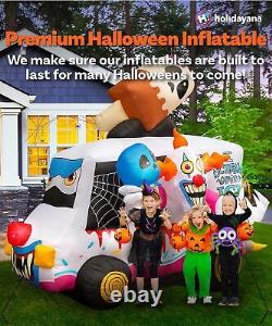 8' Halloween Inflatables Clown Ice Cream Truck Large Inflatable Outdoor H