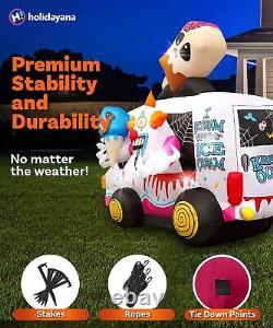 8' Halloween Inflatables Clown Ice Cream Truck Large Inflatable Outdoor H
