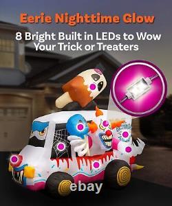 8' Halloween Inflatables Clown Ice Cream Truck Large Inflatable Outdoor H