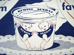 940-50's Large Vintage Ad Print for Hendles Ice Cream with Kewpie Sundae