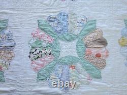 Amazing Dresden Plate Quilt Ice Cream Border 1937 Signed 103 x 89