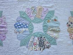 Amazing Dresden Plate Quilt Ice Cream Border 1937 Signed 103 x 89