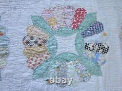 Amazing Dresden Plate Quilt Ice Cream Border 1937 Signed 103 x 89