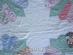 Amazing Dresden Plate Quilt Ice Cream Border 1937 Signed 103 x 89