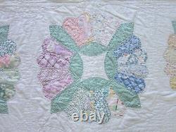 Amazing Dresden Plate Quilt Ice Cream Border 1937 Signed 103 x 89