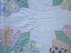 Amazing Dresden Plate Quilt Ice Cream Border 1937 Signed 103 x 89