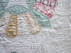 Amazing Dresden Plate Quilt Ice Cream Border 1937 Signed 103 x 89
