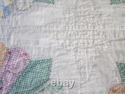 Amazing Dresden Plate Quilt Ice Cream Border 1937 Signed 103 x 89