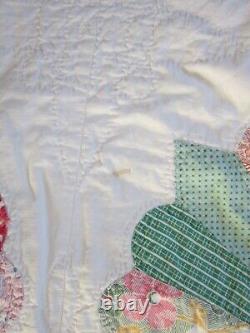 Amazing Dresden Plate Quilt Ice Cream Border 1937 Signed 103 x 89