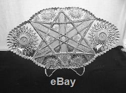 American Brilliant Cut Glass Large Star Pattern By P&b Ice Cream Tray 17 X 10