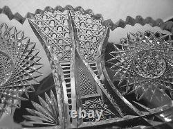 American Brilliant Cut Glass looping design large ice cream tray very showy