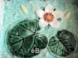 Antique Majolica Large 13.5 Long English Holdcroft Water Lilly Ice Cream Tray