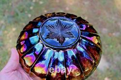 Antique Millersburg Peacock Carnival Glass Large Ice Cream Bowl Radium Purple