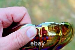 Antique Millersburg Peacock Carnival Glass Large Ice Cream Bowl Radium Purple