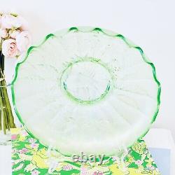 Antique Northwood Green Carnival Glass Peacock & Urn Large Ice Cream Bowl
