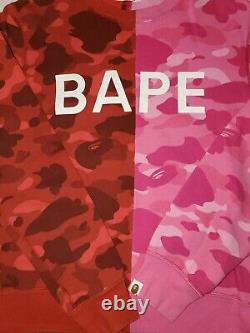 BAPE Camo half/half Crewneck Sweatshirt A Bathing Ape Ice Cream BBC Pink Red