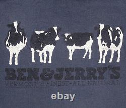BEN & JERRY'S Ice Cream vintage t shirt Cow Vermonts Finest Organic Cotton Large