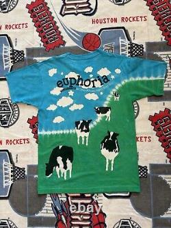 BEN & JERRY'S Shirt Adult L EUPHORIA 90s Ice Cream Yogurt Woody Jackson Tee Blue