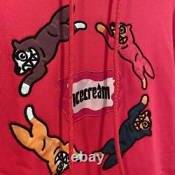 Bbc Icecream Pullover Hooded Running Dog Logo Chase Rasberry Hoodie M L XL XXL