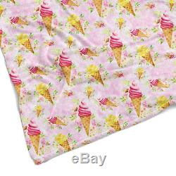 Beach Time Watercolor Icecream Cones Fleece Blanket Baby Soft Faux Fur Throw