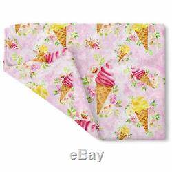 Beach Time Watercolor Icecream Cones Fleece Blanket Baby Soft Faux Fur Throw