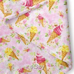 Beach Time Watercolor Icecream Cones Fleece Blanket Baby Soft Faux Fur Throw