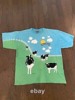 Ben And Jerry's T Shirt XL Vintage Liquid Blue Tie Dye Original Ice Cream Cows