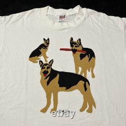 Ben and Jerry's Ice Cream German Sheppard Vintage Woody Jackson Art Shirt 90s