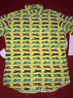 Billionaire boys club Bbc Button Up Shirt yellow red ice cream running dog green