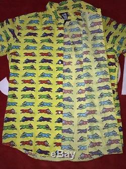 Billionaire boys club Bbc Button Up Shirt yellow red ice cream running dog green