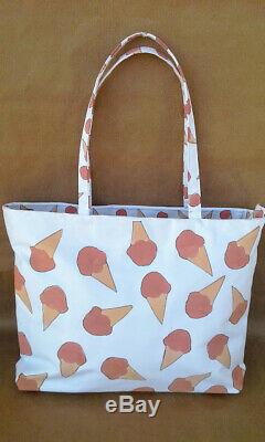Brand New One Of A Kind Hand-Stencilled Brown Ice Cream Handmade Tote Bag