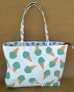 Brand New One Of A Kind Hand-Stencilled Green Ice Cream Handmade Tote Bag
