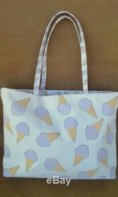 Brand New One Of A Kind Hand-Stencilled Lilac Ice Cream Handmade Tote Bag