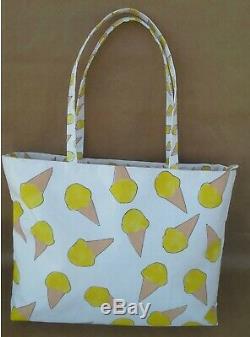 Brand New One Of A Kind Hand-Stencilled Yellow Ice Cream Handmade Tote Bag