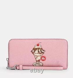 COACH Zip Around PINK Wallet Ice Cream Sundae Print Cherry Blossom NWT