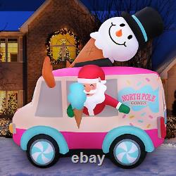Christmas Inflatables Large 8Ft Tall Santa Ice Cream Truck Inflatable Outdoor